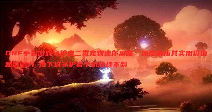 DNF手机游戏守护者二觉宠物迷你黑曜:深度解析其实用价值和影响力 地下城守护者手机版找不到